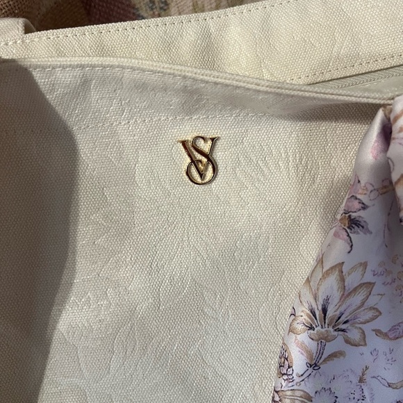 Victoria's Secret Cream Tote Bag with Scarf Accent - Picture 9 of 10